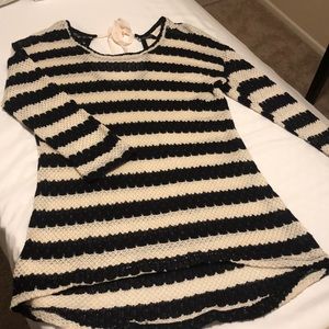 Navy and cream stripped see thru sweater
